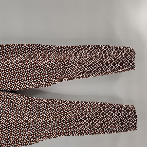 H&M Medallion Cropped Retro Pixie Pant Size 8 Zip Side rust White And Navy Color - Picture 4 of 8